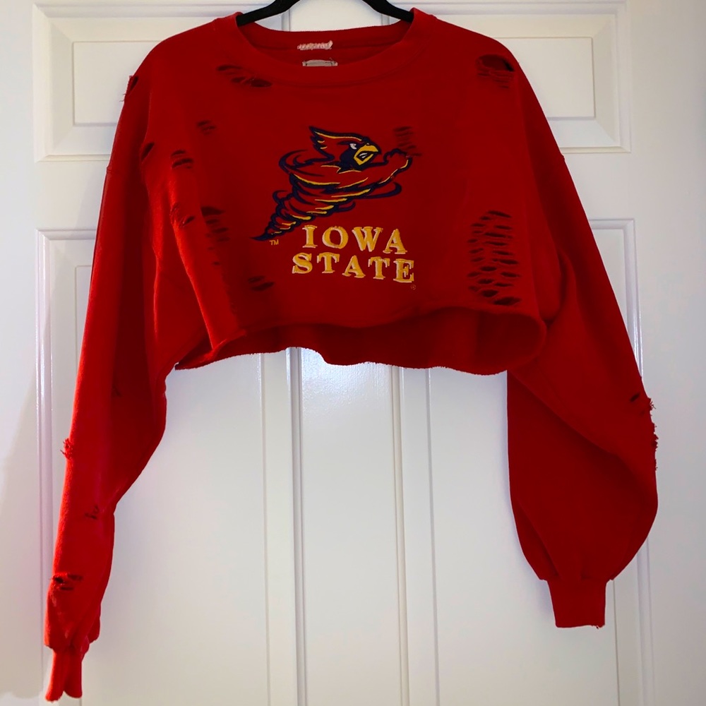 Vintage distressed Iowa State cropped sweatshirt